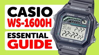 Casio WS1600H 3556  HOW TO TUTORIAL  Date amp Time Stopwatch Timers World Time and Alarm [upl. by Sonafets]