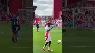 HudsonOdoi warms up before epl clash between Nottingham Forest and Bournemouth at the City Ground [upl. by Dawkins68]