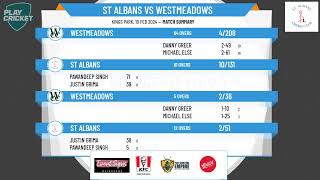 Victorian Turf Cricket Association  Patrick Quinn Shield  Rd10  St Albans v Westmeadows  Day 2 [upl. by Alyosha]