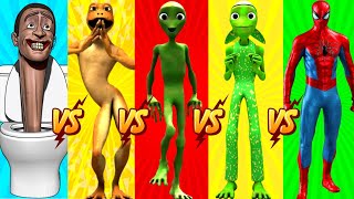 dance challenge  dame tu cosita vs Skibidi Toilet Vs spiderman vs patila vs me kemaste green alien [upl. by Maximo]