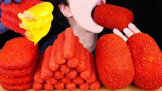 ASMR CHEESY HOT CHEETOS GIANT SAUSAGE MOZZARELLA CHEESE STICKS HASH BROWNS MUKBANG 먹방 EATING SOUNDS [upl. by Noreen138]