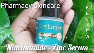 💙sebonia NIACINAMIDE  ZINC serum review pharmacy skincare product [upl. by Marve]