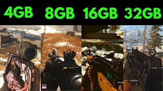 Call of Duty Warzone 4GB Ram vs 8GB Ram vs 16GB Ram vs 32GB Ram [upl. by Salli]