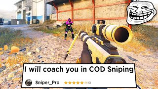 I hired a PRO SNIPER COACH on Fiverr then I POPPED OFF HILARIOUS TROLL [upl. by Orose]