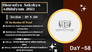 Section  119 amp 120 of Bharatiya Sakshya Adhiniyam 2023 in Hindi  Presumption  youtube [upl. by Thom]