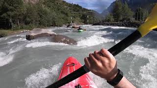 Kayaking on the Durance LArgentièrelaBessee slalom laps Alps 2019 Day6pt2 [upl. by Giesser]