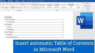 How to Insert Table of Contents in Word  Microsoft Word ⏩ [upl. by Zelde]