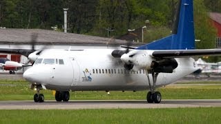 Fokker 50 Denim Air Landing amp TakeOff at Bern Airport [upl. by Ginsburg]