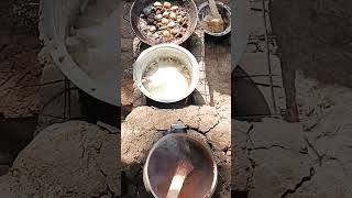 How we prepare millet breadugaliugandan fufugreensokra amp beeftripeviralshorts [upl. by Enelam]