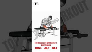 Barbell palms down wrist curl over bench forearmworkout [upl. by Orhtej]