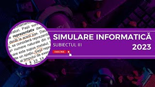 Simulare Bac Informatica 2023  Subiectul III [upl. by Suiradel]