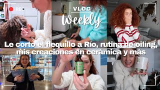 🍂Vlog Rutina de oiling capilar ✂️le corto el flequillo a Río os enseño mis piezas de cerámica y [upl. by Afihtan]