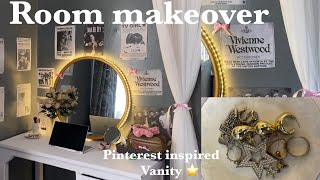 DIY AESTHETIC DESKVANITY TRANSFORMATION 2024 pinterest tiktok inspired  shopping  decorating [upl. by Merritt169]