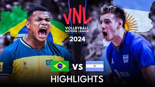 🇧🇷 BRAZIL vs ARGENTINA 🇦🇷  Highlights  Mens VNL 2024 [upl. by Atiuqet]