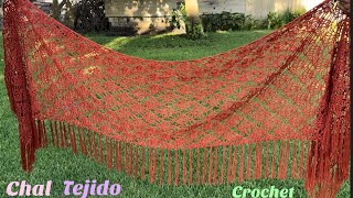 😍Chal Rectangular Tejido a Ganchillo Paso a Paso [upl. by Karen]