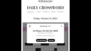 The Washington Post  LA Times Crossword 11102024 [upl. by Musser159]