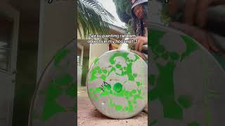 Spray painting on a trash can spraypaint art diy stencil painting paint green greenday fyp [upl. by Binni]