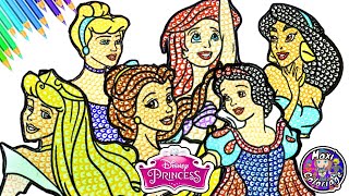 ALL DISNEY PRINCESSES COLORING BOOK PAGES ARIEL CINDERELLASNOW WHITE AURORA JASMINELA BELLE [upl. by Johansen]