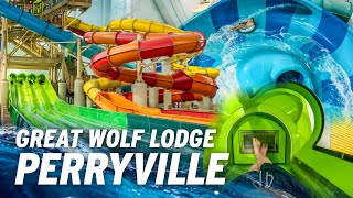 New Water Park Resort 2023 Great Wolf Lodge Perryville  All Slides [upl. by Ielirol]