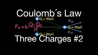 Coulombs Law 6 of 7 Force from Three Charges Arranged in a Triangle [upl. by Doty]