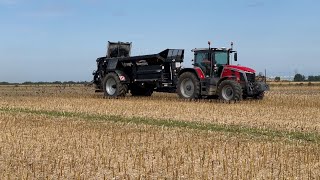 2 Massey Ferguson 8S Tractors with Bunning Lowlanders Spreading [upl. by Notak192]