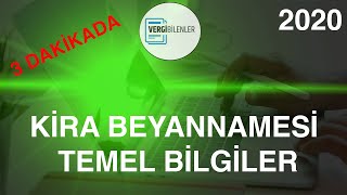 KİRA GELİRİ BEYANNAMESİ İÇİN TEMEL BİLGİLER 2020 [upl. by Ayala]