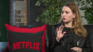 Britt Robertson Interview GIRLBOSS  NETFLIX  about snorting laughing amp fun on Film Set  best day [upl. by Bohs610]