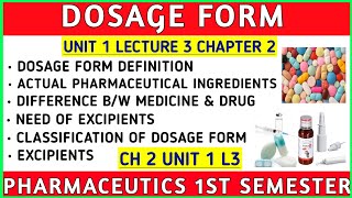 Dosage forms in Pharmaceutics  Classification  Ch2 U1  pharmaceutics 1 b pharmacy [upl. by Yarw]