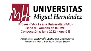 Valencià Llengua i Literatura Juny de 2022  Opció B [upl. by Nyraf]