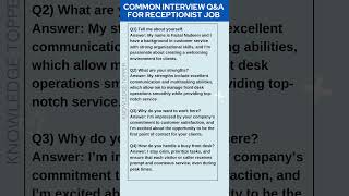 4 Most Common Job Interview Questions and Answers For Receptionist Job [upl. by Eednim]