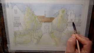 How to Paint Watercolour Landscapes Graphitint Pencils Norfolk Garden pt2 [upl. by Joella870]