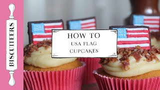 USA Flag Cupcakes  American Cupcakes  Biscuiteers [upl. by Nnaed]