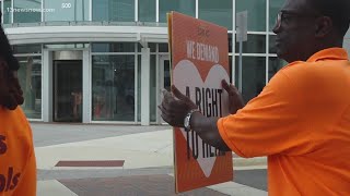 Dollar Tree workers rally outside Chesapeake headquarters demanding better pay working conditions [upl. by Troc]