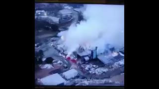 Aerial video of the Weaver fertilizer plant on fire [upl. by Maibach]