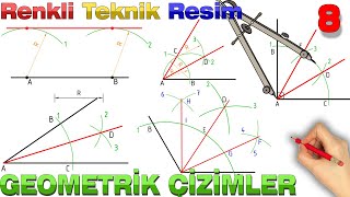 Geometrik Çizimler Uygulama Yaprakları8 Çözüm Renkli Teknik Resim [upl. by Jermaine168]