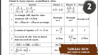 BEPC exercices corrigée  tableau partie 2 [upl. by Dlawso622]