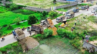 Amazing Start New Project Landfilling by Excellent skill Driver Dozer KOMATSU DR51PX Push SoilRock [upl. by Ania]