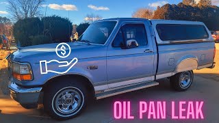 I fixed the oil leak on my 1996 F150 49 oil pan gasket replacement [upl. by Ymer]