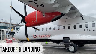 Takeoff amp Landing  Loganair ATR 42600  Dublin  Aberdeen [upl. by Ynahpets398]