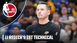 JJ REDICKS FIRST TECHNICAL AS LAKERS HEAD COACH 👀  NBA on ESPN [upl. by Bullock]