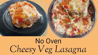 Vegetable lasagna recipe without oven  Cheesy Lasagna at home  Easy Bread lasagna no oven recipe [upl. by Arul]