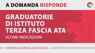 Graduatorie di Istituto terza fascia Ata ultime indicazioni per la compilazione della domanda [upl. by Anahtor252]