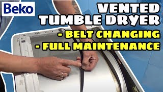 How to Replace a Beko Vented Tumble Dryer belt and fully service the machine [upl. by Hurty]