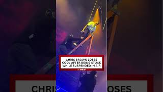 ChrisBrown loses cool after being stuck while suspended in air during his concert [upl. by Avner190]