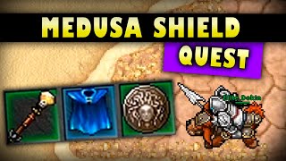 TIBIA  MEDUSA SHIELD QUEST COMPLETA  MEDUSA SHIELD  BLUE ROBE  SKULL STAFF [upl. by Berhley285]