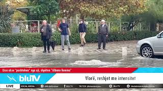 Pak minuta reshje në Vlorë dhe disa prej rrugëve kryesore të qytetit janë përmbytur nga uji [upl. by Kahaleel326]