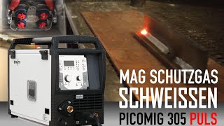 MAG Stahl Schutzgasschweißen  richtig einstellen  Inverter ewm Picomig 305 Puls [upl. by Gemperle]