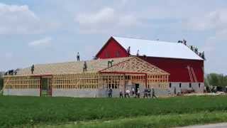 Ohio Amish Barn Raising  May 13th 2014 in 3 Minutes and 30 seconds [upl. by Ynaffik]