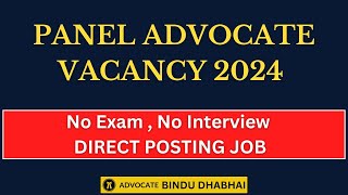 Legal Jobs 2024  Law Vacancy  Penal Advocate Vacancy 2024  Empanelment of advocates [upl. by Ahsimet]