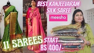 Meesho Best Kanjeevaram Silk Saree  Silk Saree Haul Lichi Silk saree  Festive Karwachauth Special [upl. by Mckinney625]